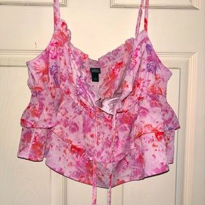 Cropped butterfly flowy shirt